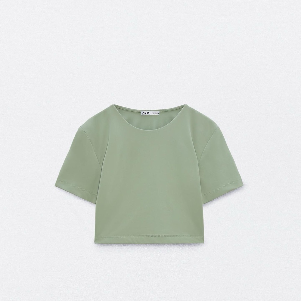 Zara Sage Green Short Sleeve Top